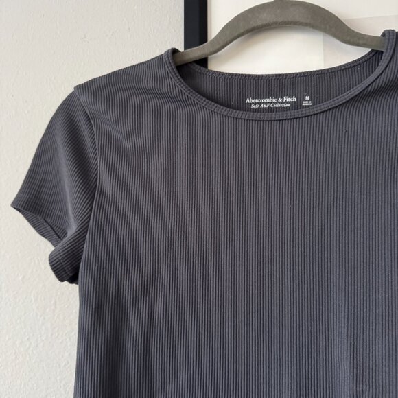 Abercrombie & Fitch | EUC Gray Short Sleeve Ribbed Crop Top Size Medium - Picture 5 of 7